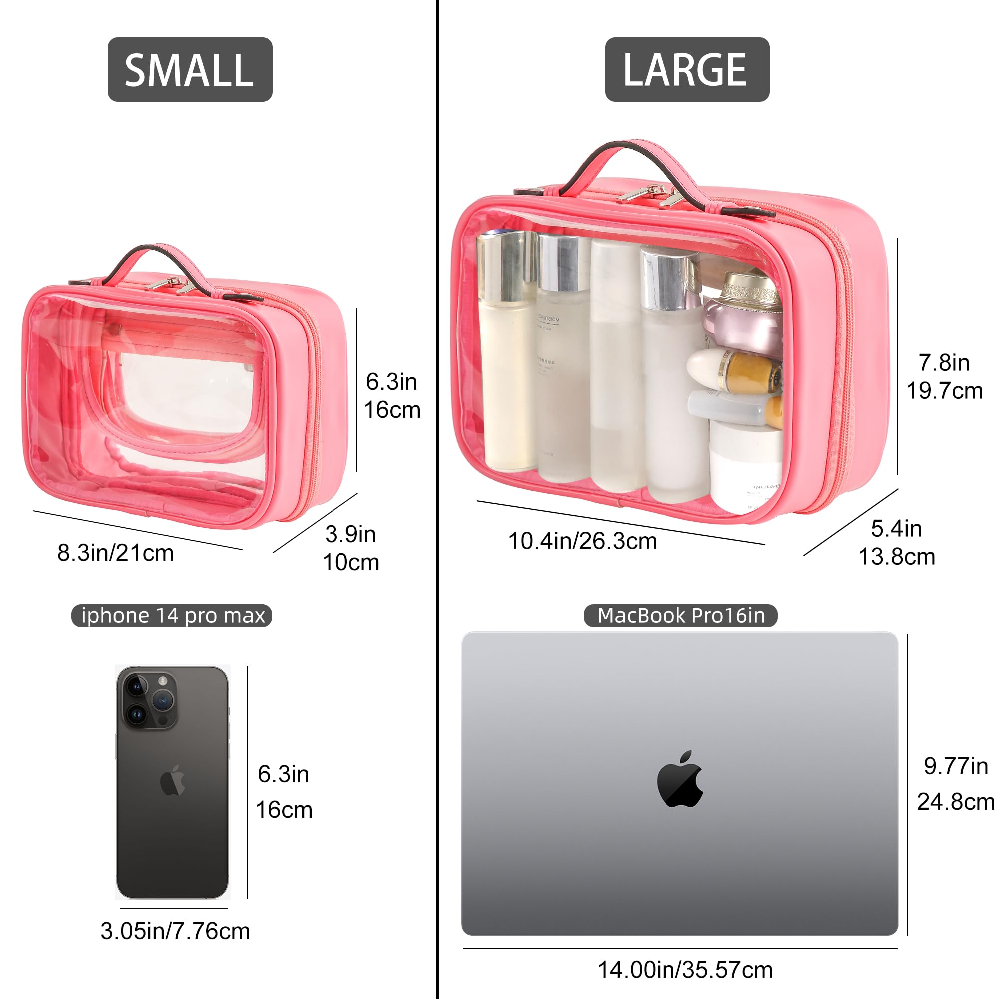 Veki Transparent Kosmetiktasche, Doppelte Lage Reise Kulturbeutel, Wasserdichter Kulturtasche, Groß Kapazität Öffnen Sie Kosmetikbeutel, Make Up Tasche Organizer für Damen und Mädchen