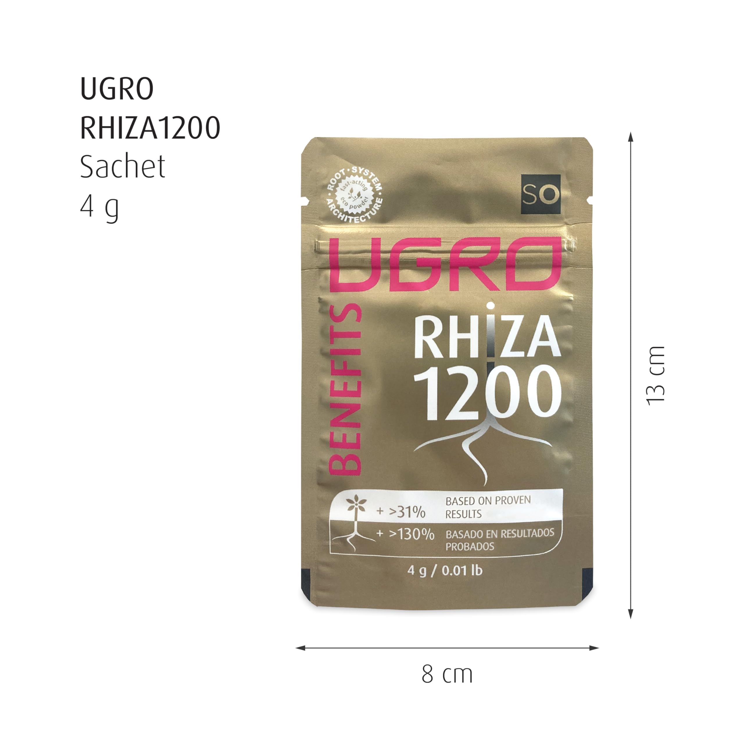 UGro Rhiza1200 - Micorrizas Naturales, Hongos beneficiosos que estimulan el Crecimiento y Mejoran la Nutrición de las Plantas. Para el desarrollo Rápido de las Raíces
