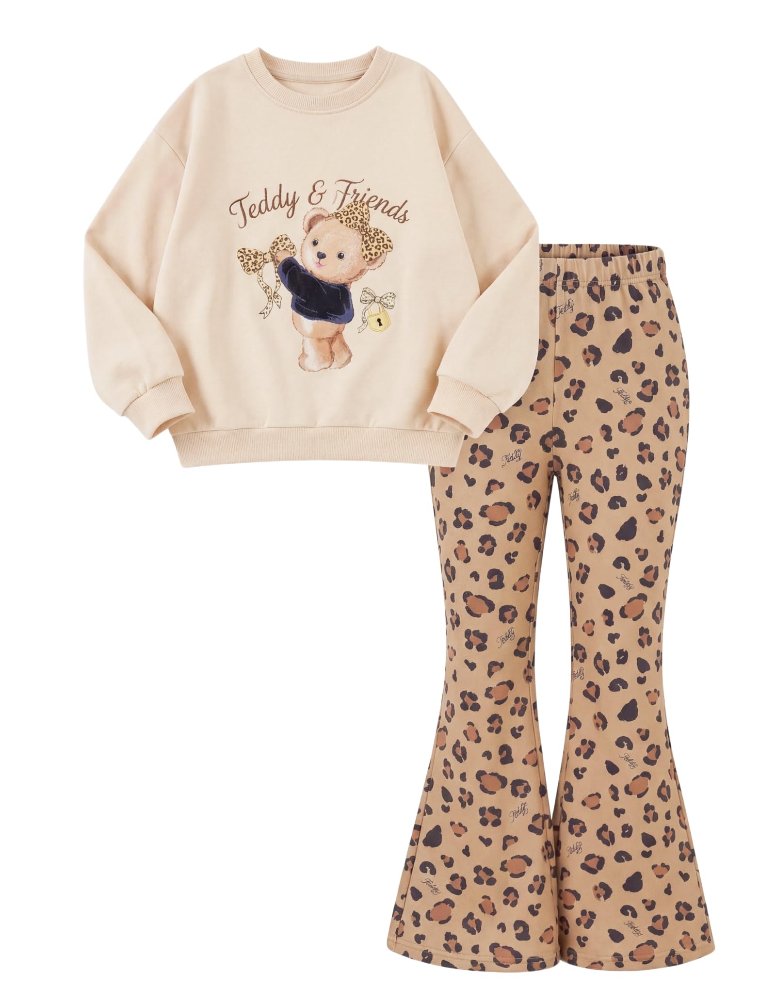 Arshiner Girls 2 Piece Tracksuit Set Kids Sweatshirt and Retro Flare Pants