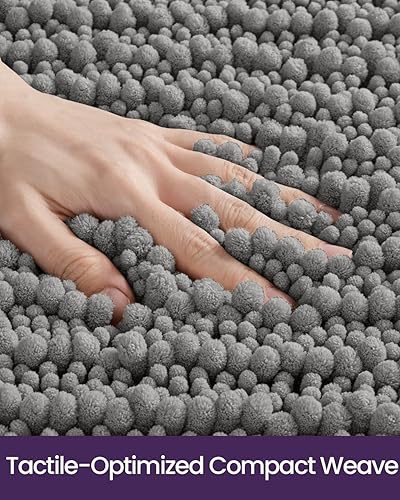 Miniatura 3 de DEXI Tapete de baño antideslizante, absorbente y suave, lavable de felpilla para bañera, inodoro, ducha, entrada, 20 x 32 pulgadas, color gris