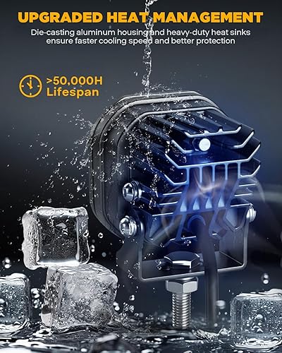 Miniatura 6 de Auxbeam Hyperspot - Cápsulas de luz de 3 pulgadas, 80 W, serie X-PRO 9600 lúmenes, barra de luz LED súper brillante, cubos LED, cubiertas blancas