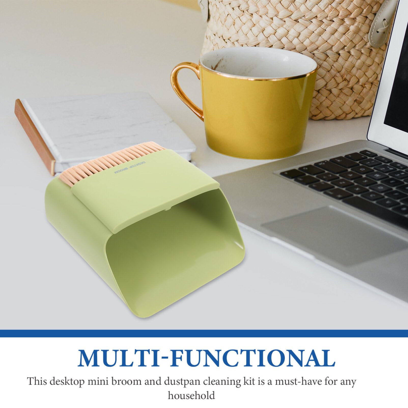 TOVINANNA Mini Broom and Dustpan Set - 6.5inch Green Hand Broom and Dustpan for Office, Home, Car, Tabletop, Keyboard Cleaning