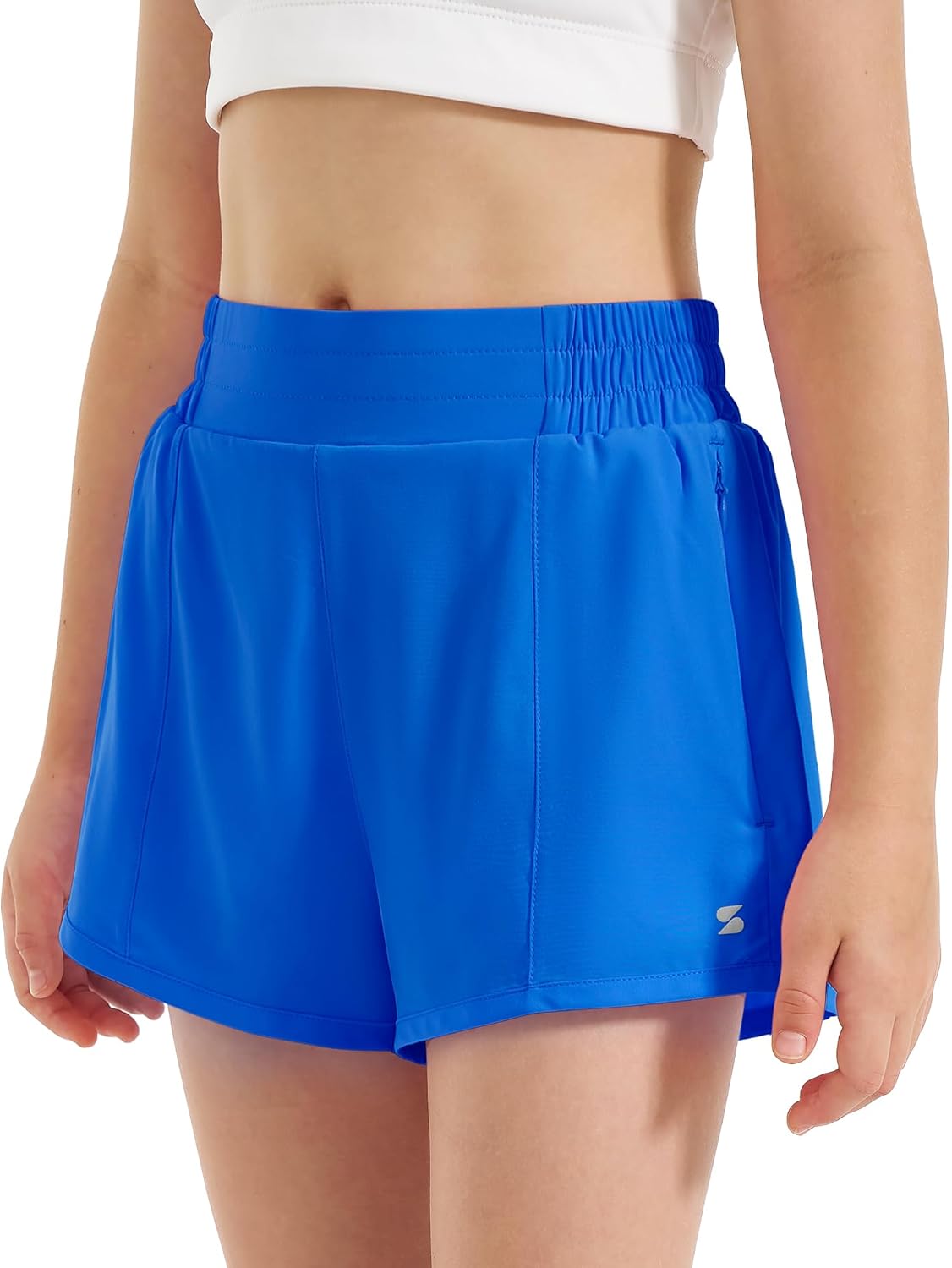 Stelle Girl's Athletic Shorts with Liner Zipper Pockets Elastic Waist Running Shorts Sports Active Shorts for Teen Kids - Image 5