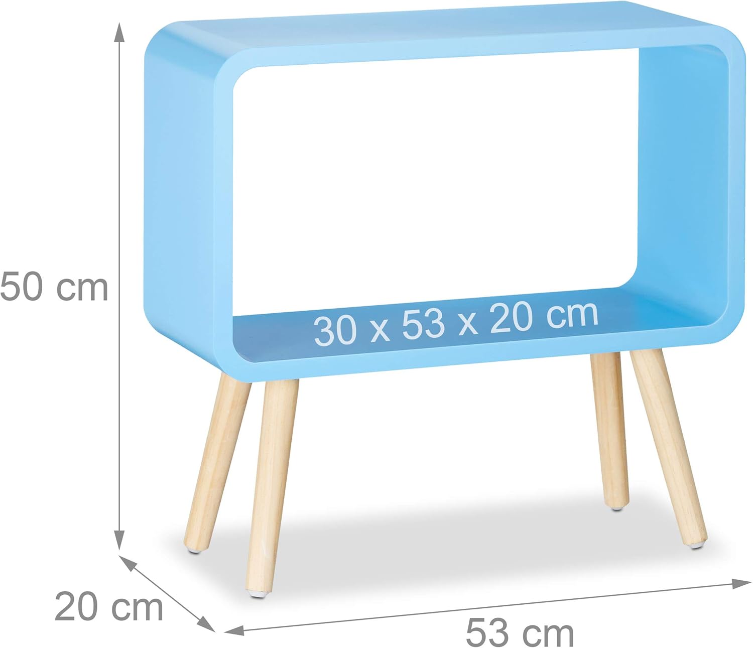 Diagram showing shelf dimensions and leg attachment points
