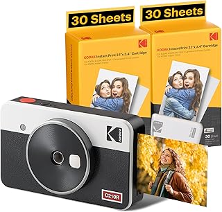 Kodak Mini Shot 2 Retro | 68-Sheet Bundle | Portable Wireless Instant Camera & Photo Printer, Compatible with iOS & Android and Bluetooth Devices, Real Photo (2.1x3.4) 4Pass Technology - White
