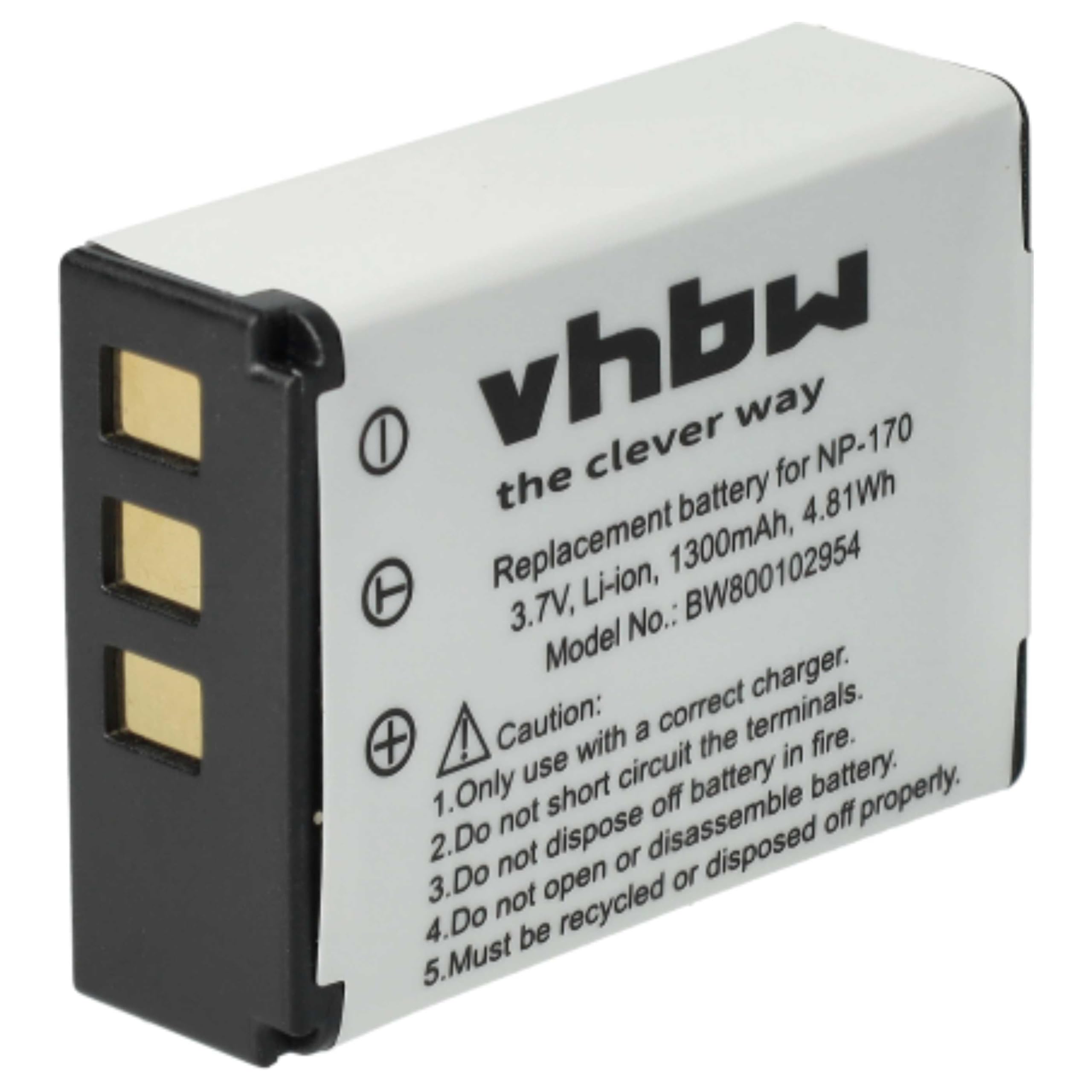 2 Batterie Ricaricabili Compatibili Toshiba Camileo X400, X416HD, Z100 - 1300 MAh, 3,7V Li-Ion, Sostituiscono NP-170