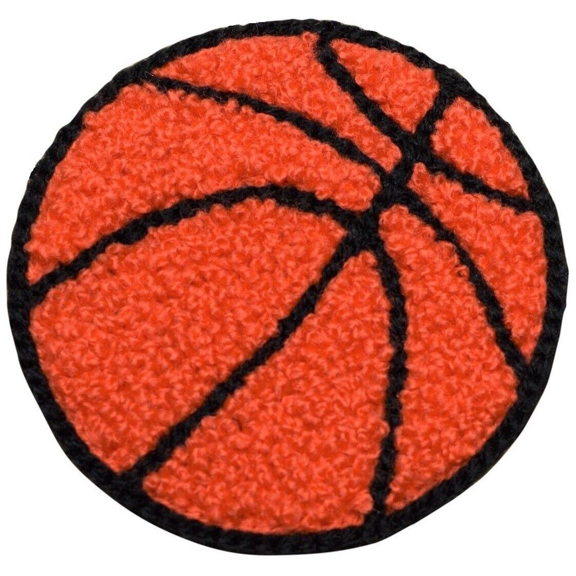 Chenille Basketball Embroidered Applique Patch - Letterman Jacket, Sports 2-3/8" - Iron On / Sew On Patches for Clothes, Jackets, Pants, Backpacks, Dress, Hats, Caps, Jeans