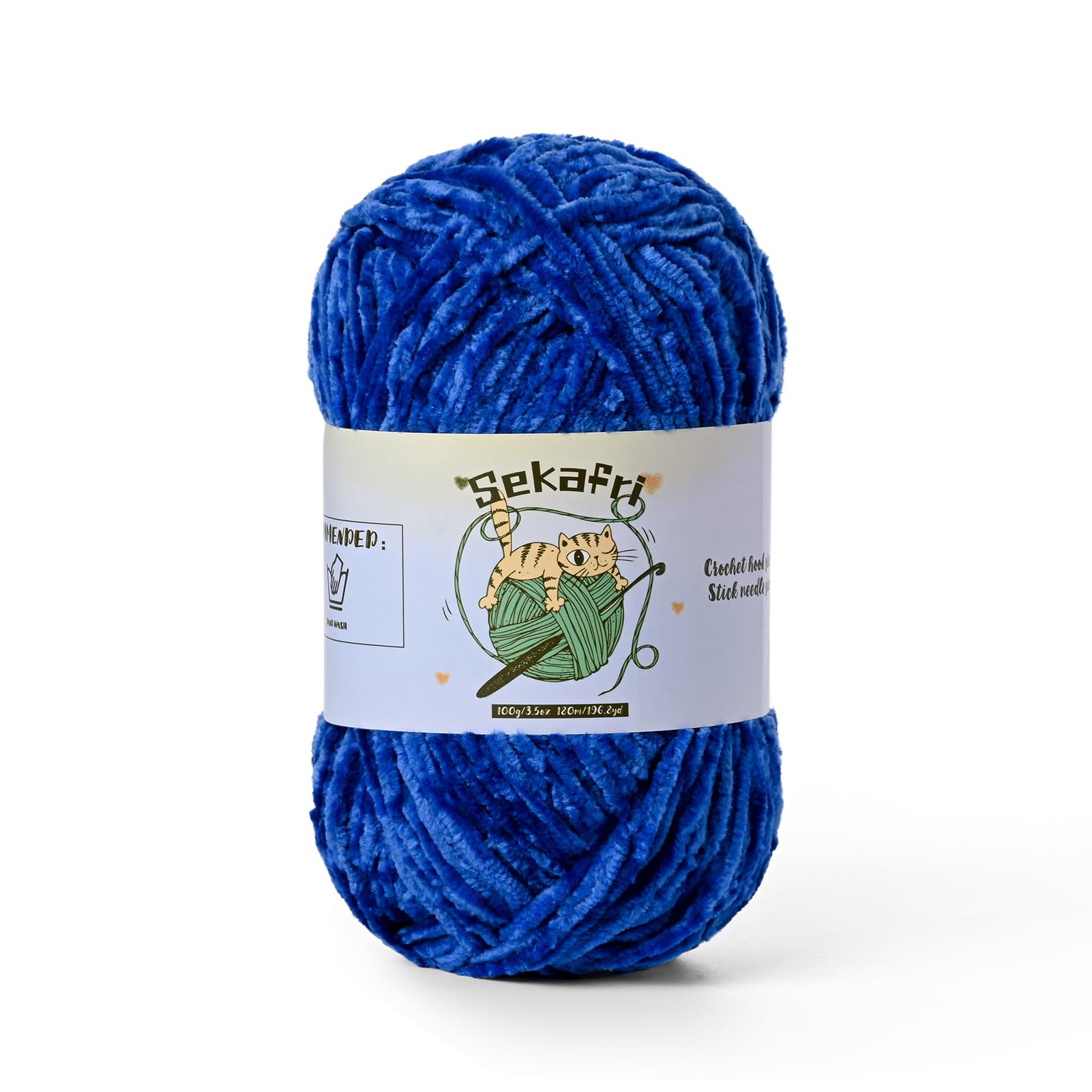 Fuzzy Chenille Yarn for Crocheting Amigurumi Yarn Royal Blue