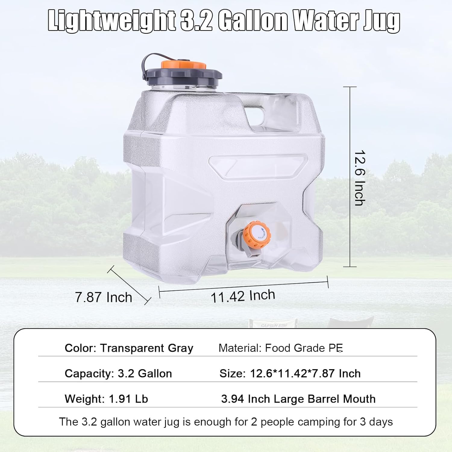 ASIEIT 3.2 Gallon Water Jug with Spigot, Portable Water Tank BPA Free, Leak-Proof Water Containers for Camping Water Storage Containers for Emergency Outdoor Hiking Picnic, Green/Black/Yellow - Image 7