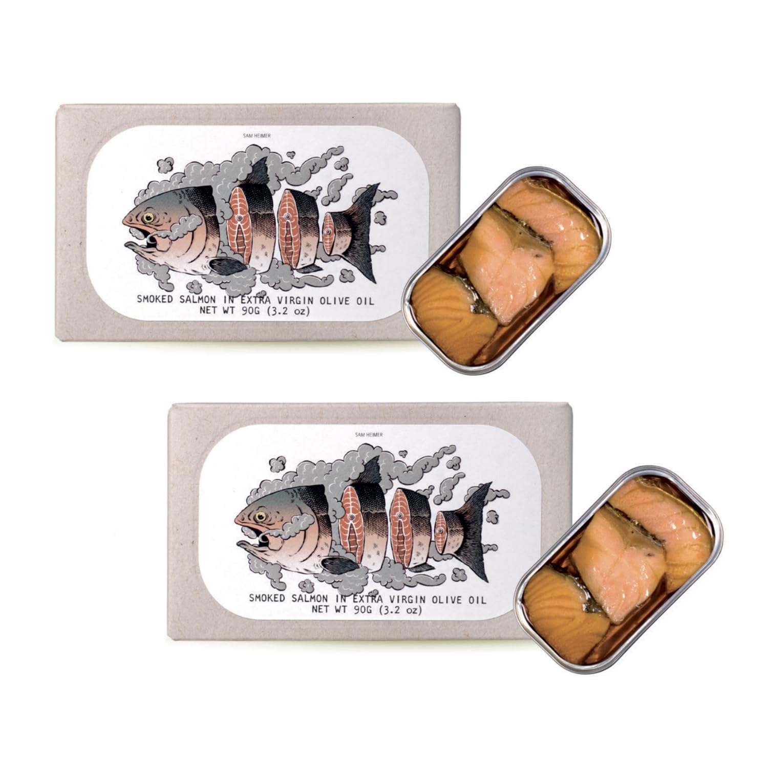 José Gourmet® | Tranches de Saumon Fumé - 2 x 90 Gr (Égoutté 2 x 70 Gr) | Boîte de saumon fumé | Poisson dans une boîte en métal