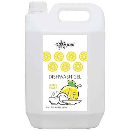 Hopen Dishwash Gel 5.02 L Lemon Power Dishwash Liquid - Manual Dish Wash Gel