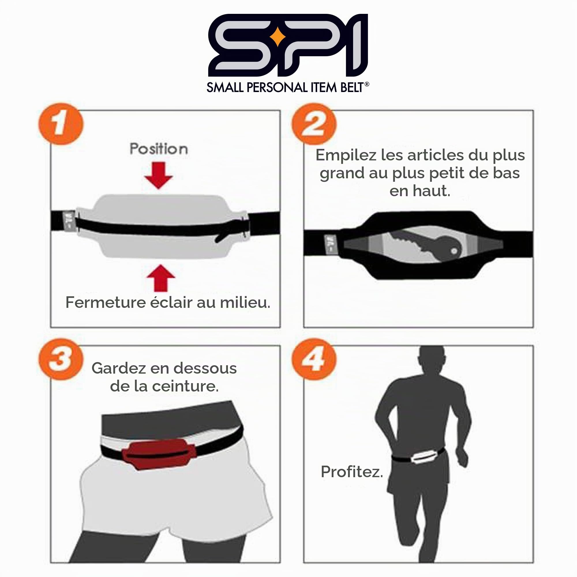 Ceinture Spibelt Plus-Size noir Noir 25" through 47"