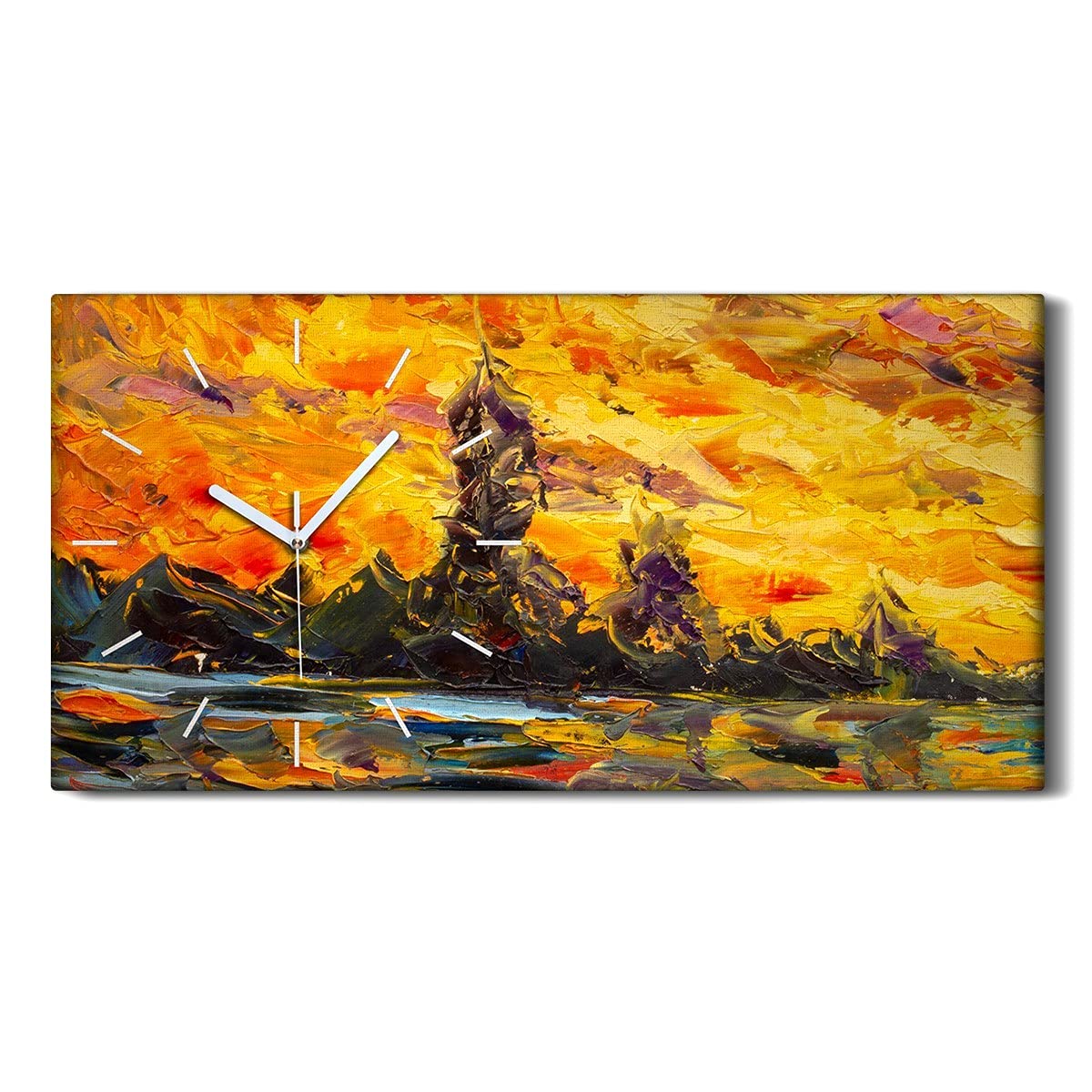 Horloge sur Toile Silencieuse sans Tic-Tac Décoration Moderne 60x30cm