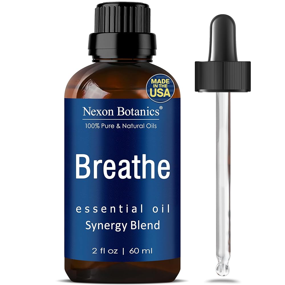 Breathe Essential Oil Blend 60 ml - Breath Sinus Relief with Menthol Oils - for Humidifiers, Diffusers, and Aromatherapy - Nexon Botanics