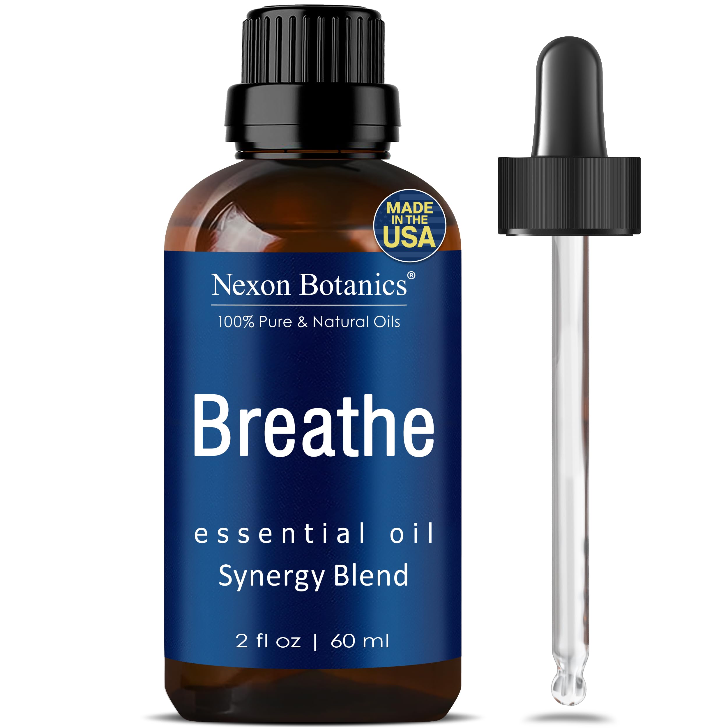 Breathe Essential Oil Blend 60 ml - Breath Sinus Relief with Menthol Oils - for Humidifiers, Diffusers, and Aromatherapy - Nexon Botanics