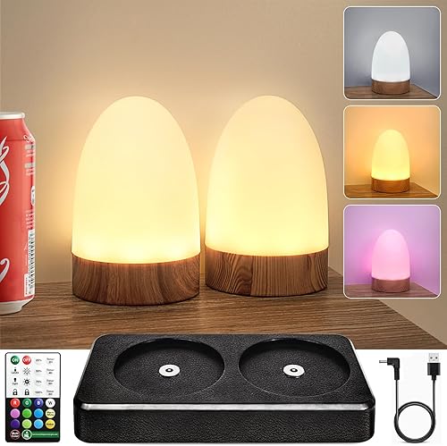Miniatura 9 de HL Lámpara de mesa LED que cambia de color con temporizador remoto, 160 horas de luz nocturna de iluminación, 12 modos de iluminación, lámpara de