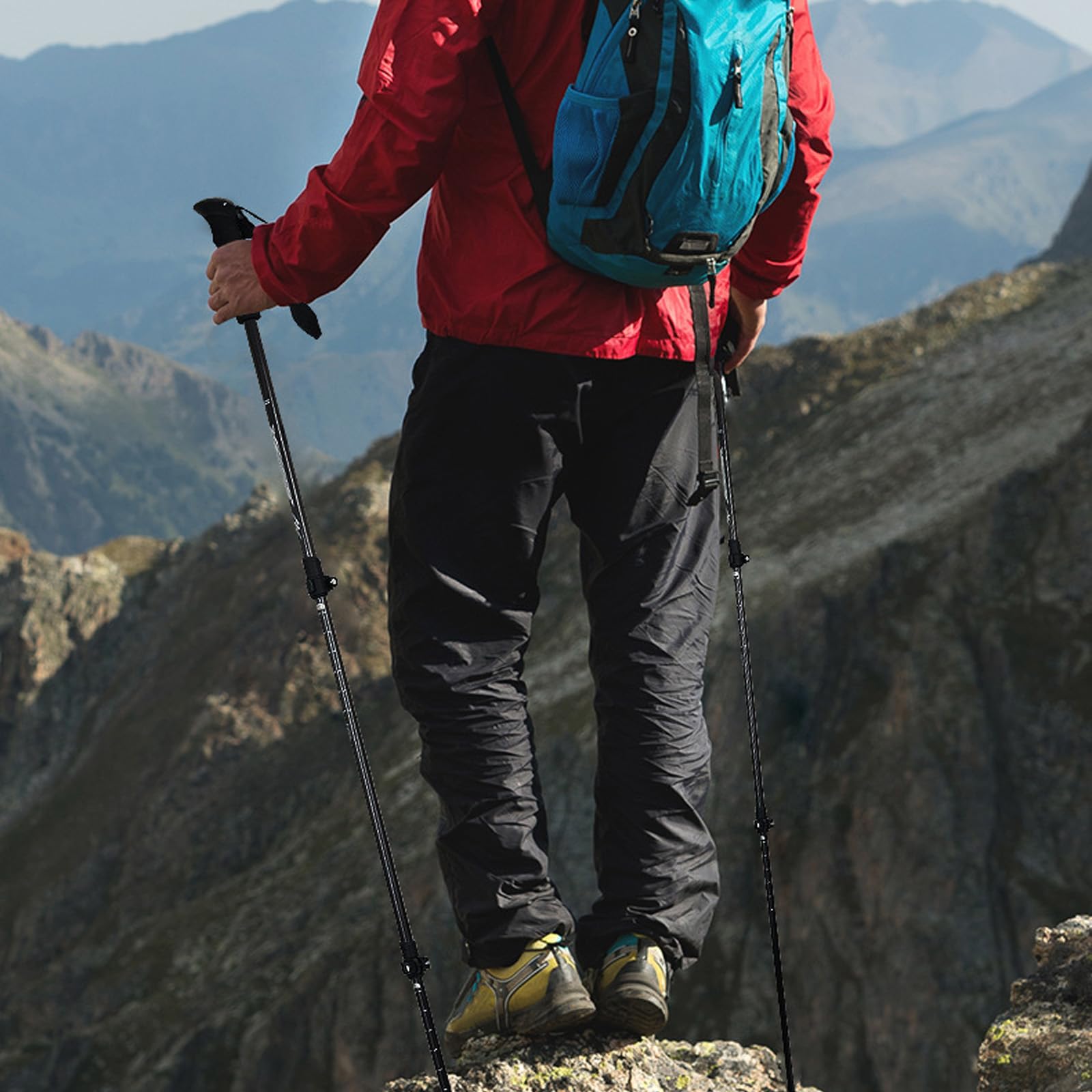 Wanderstöcke,Nordic Walking Stöcke, Teleskop, Spitze Aus Wolframstahl, Ultraleichte Trekkingstöcke, Mit Gummipuffer-Set, Verstellbar, Inklusive Schlammauffangschale, 2er-Pack