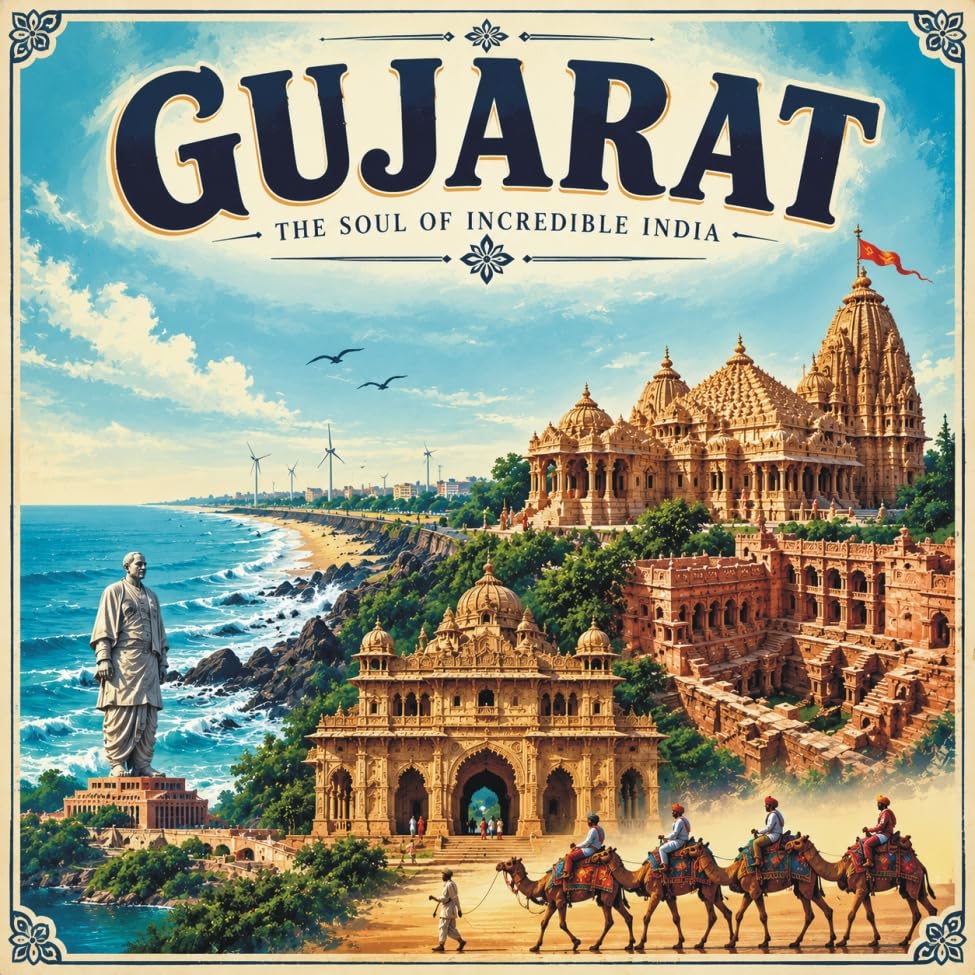 Gujarat Soul of Incredible India Fridge Magnet Glossy Finish | Travel Souvenir, Decorative Magnet-image-48