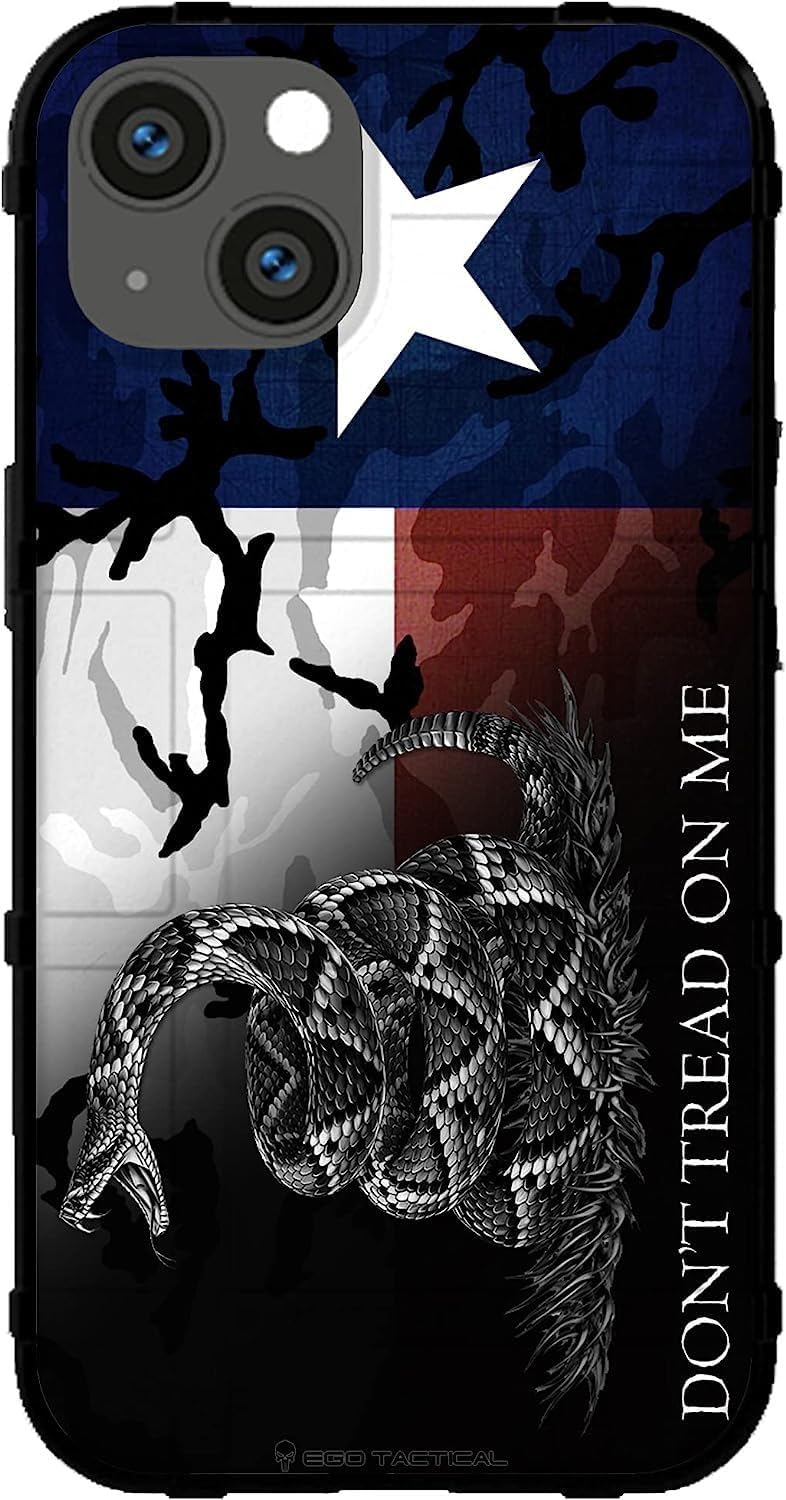 EGO TACTICAL Limited Edition Rugged Shield case Compatible with iPhone 16 Plus [6.7" Screen] Printed in The USA Camouflage Texas State Flag Don't Tread on Me Subdued
