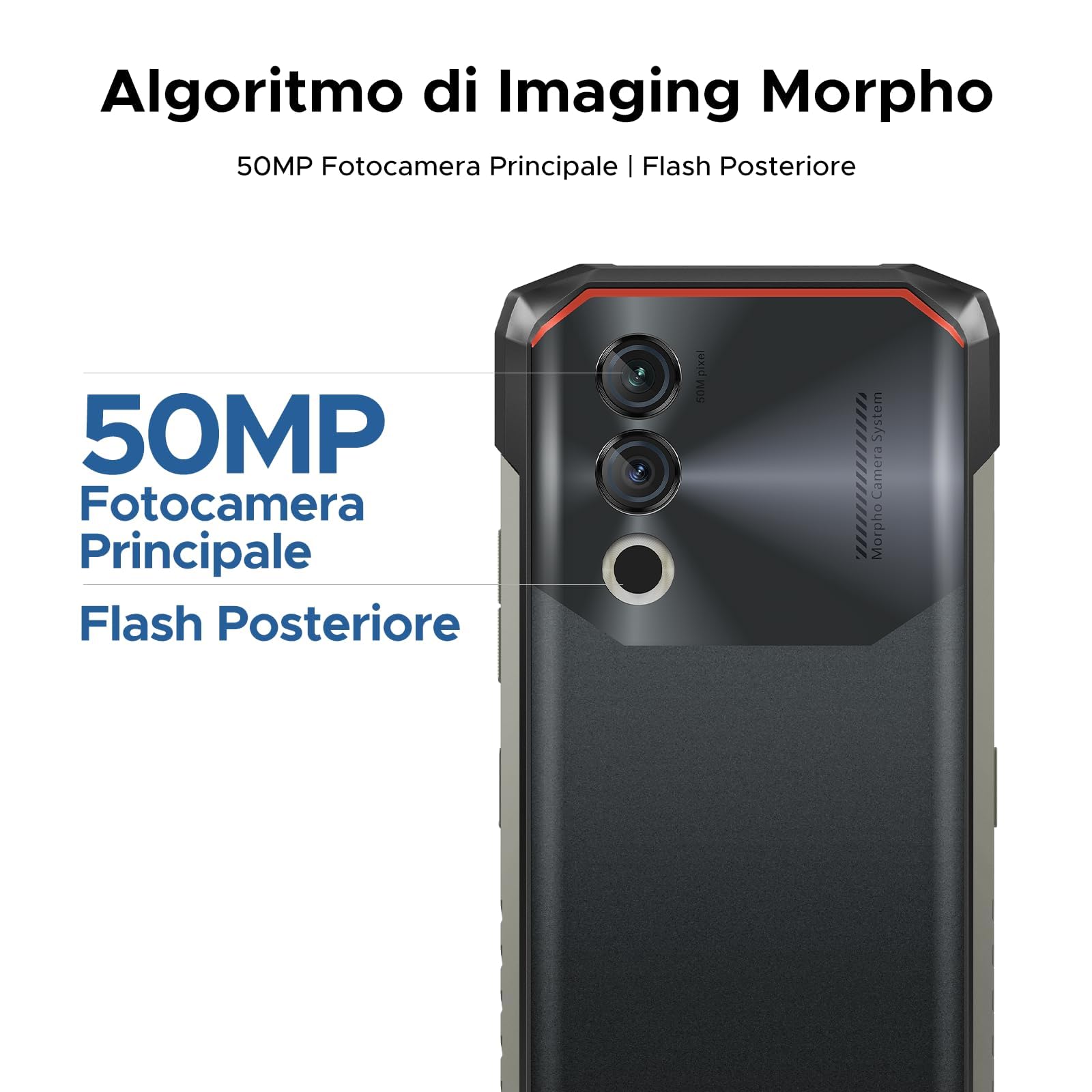 DOOGEE Blade 10 Power Rugged Smartphone, 24(6+18) GB+256GB, 10300mAh, Smartphone Rugged 90Hz 6.6” HD+ IPS, Octa Core Android 14, 50MP+8MP, Triple Card Slot, Fingerprint ID/Face Unlock/NFC/OTG, Argento