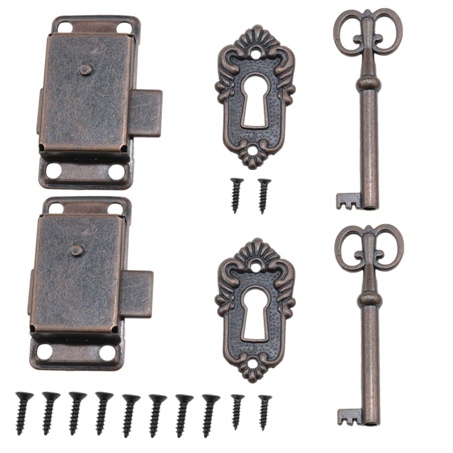 Antique Cabinet Locks with Key - 2PCS Vintage Locks for Drawers, Cabinet Doors and Dresser Drawers
