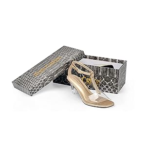 Amazon.com | ANN CREEK Clear Heels for Women - Chunky Gold