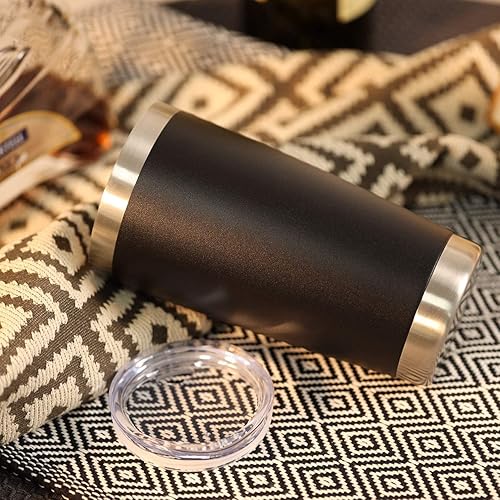 Miniatura 4 de MUCHENGHY Vaso de acero inoxidable de 20 onzas con tapa y popote, doble pared aislada al vacío, vaso metálico de doble uso de sorbos y pajitas para