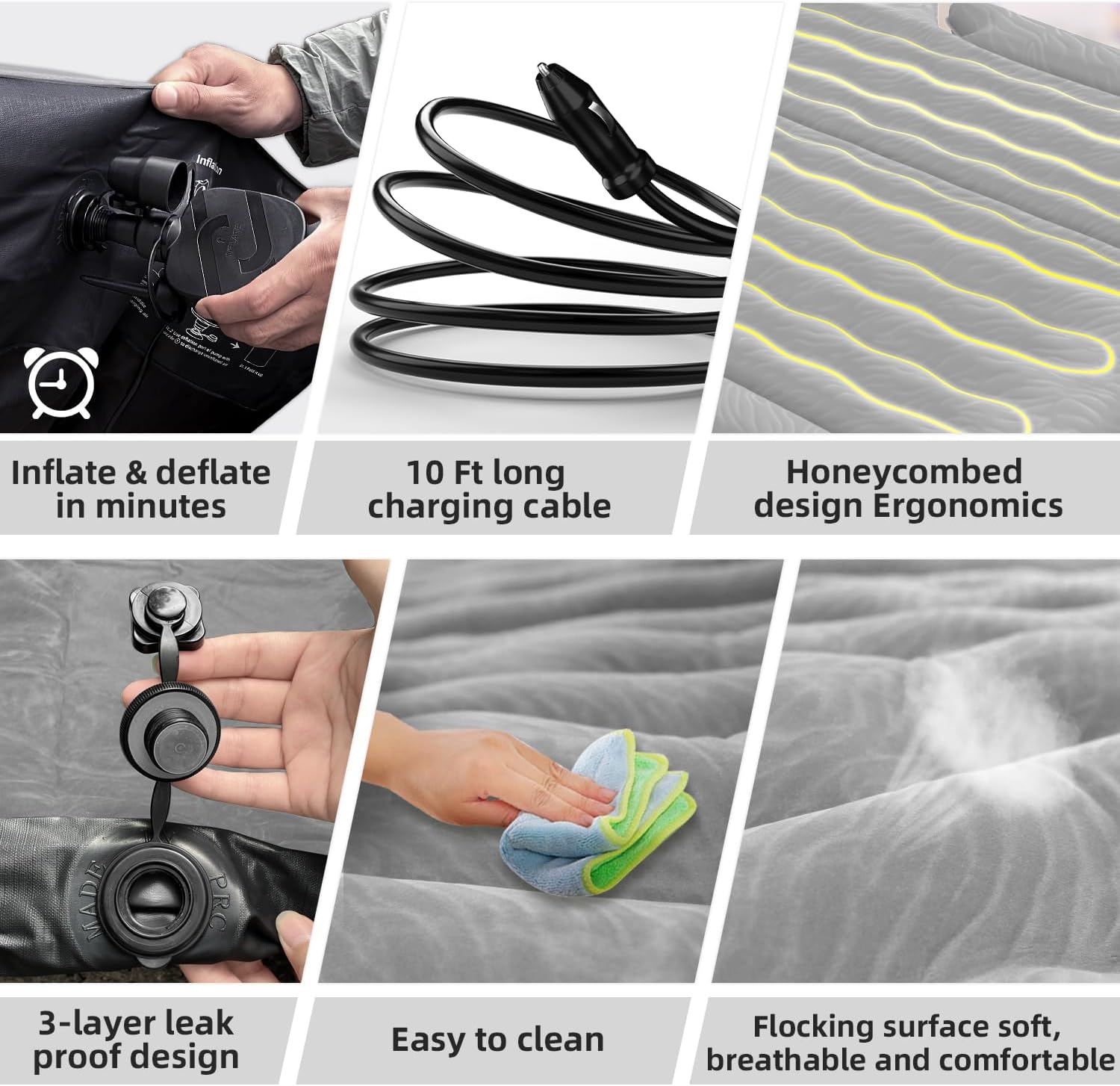 Umbrauto SUV Air Mattress Car 2022 Upgraded Flocking and Extra Thick Oxford Surface Sleeping Bed for with Electric Pump,3M Charging Cable