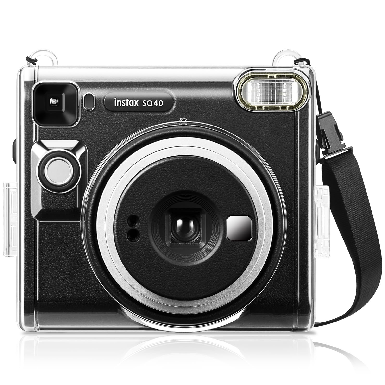 Fintie Protective Case for Fujifilm Instax Square SQ40 Instant Camera - Crystal Hard PVC Cover with Adjustable Removable Shoulder Strap, Clear