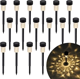 Dynaming 16 Pack Outdoor Solar Pathway Lights, Warm White LED Solar Powered Walkway Lights, Waterproof Landscape Decorative In-Ground Lighting for Garden Lawn Patio Yard Deck Driveway