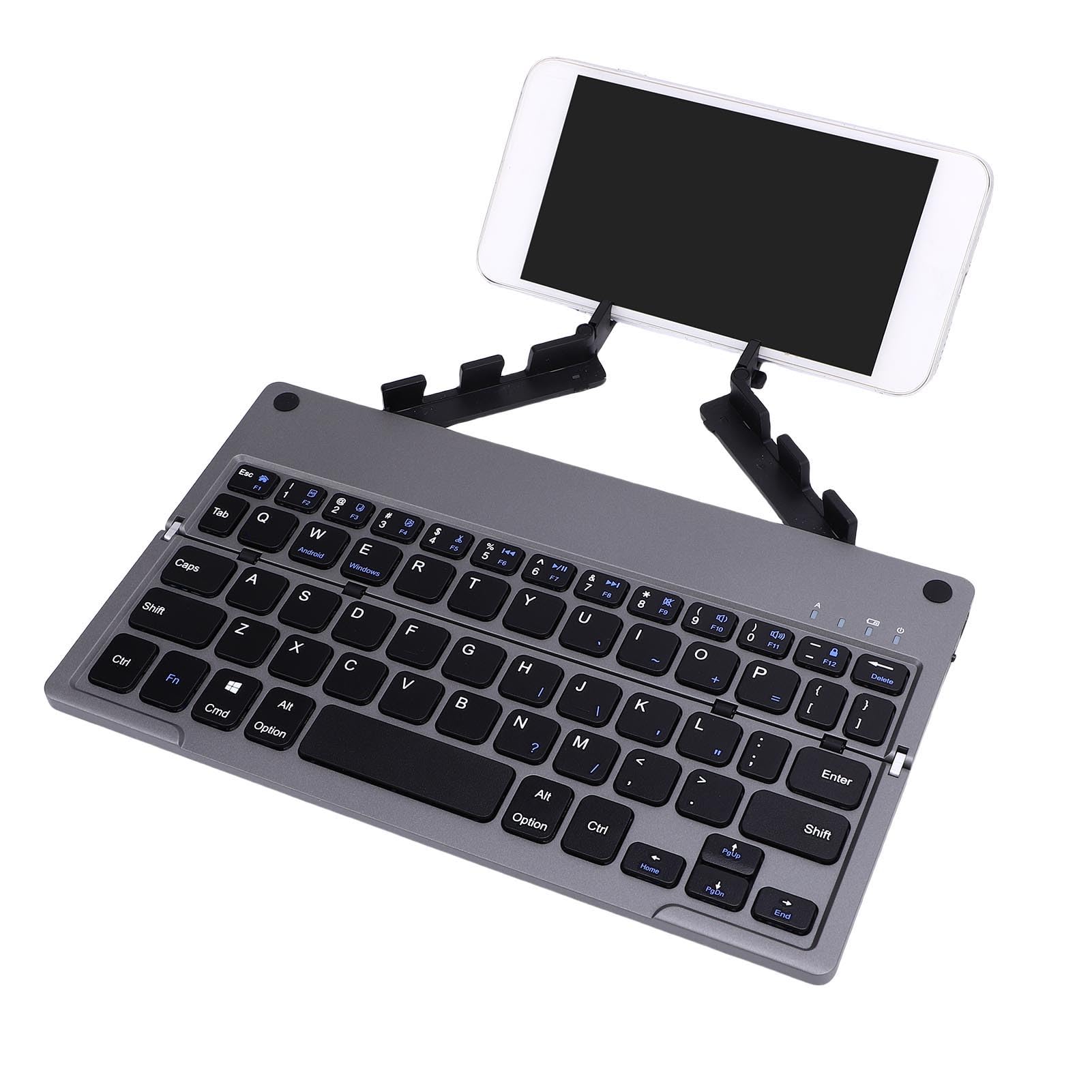 Luocute Faltbare Bluetooth-Tastatur, 60 Tasten, Leise, Faltbar, Tragbar, Leicht, Wiederaufladbar, Tastatur mit Verdecktem Ständer für für für Phone Tablet (Grau Schwarz)