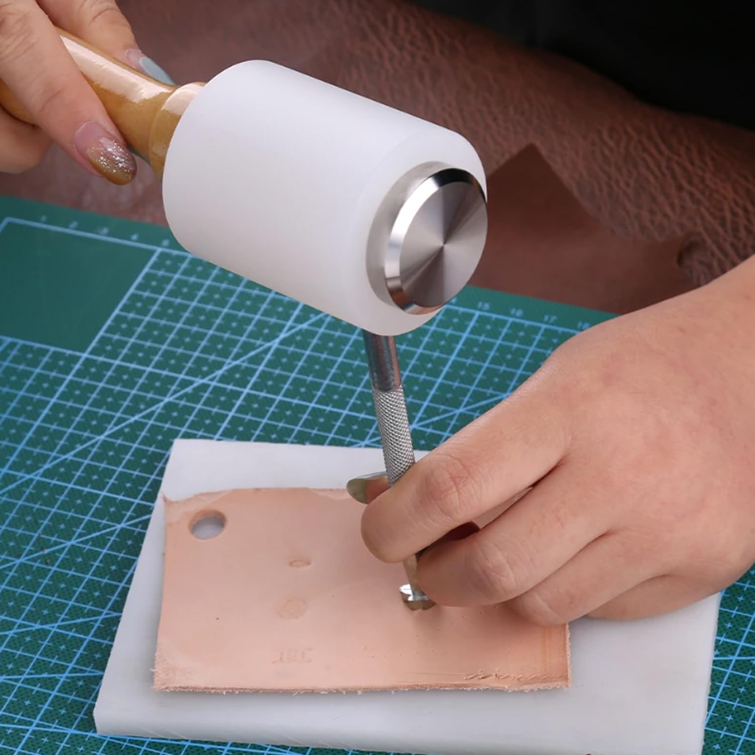 DIY Leathercraft Wooden Handle Mallet Carving Hamm... – Grandado