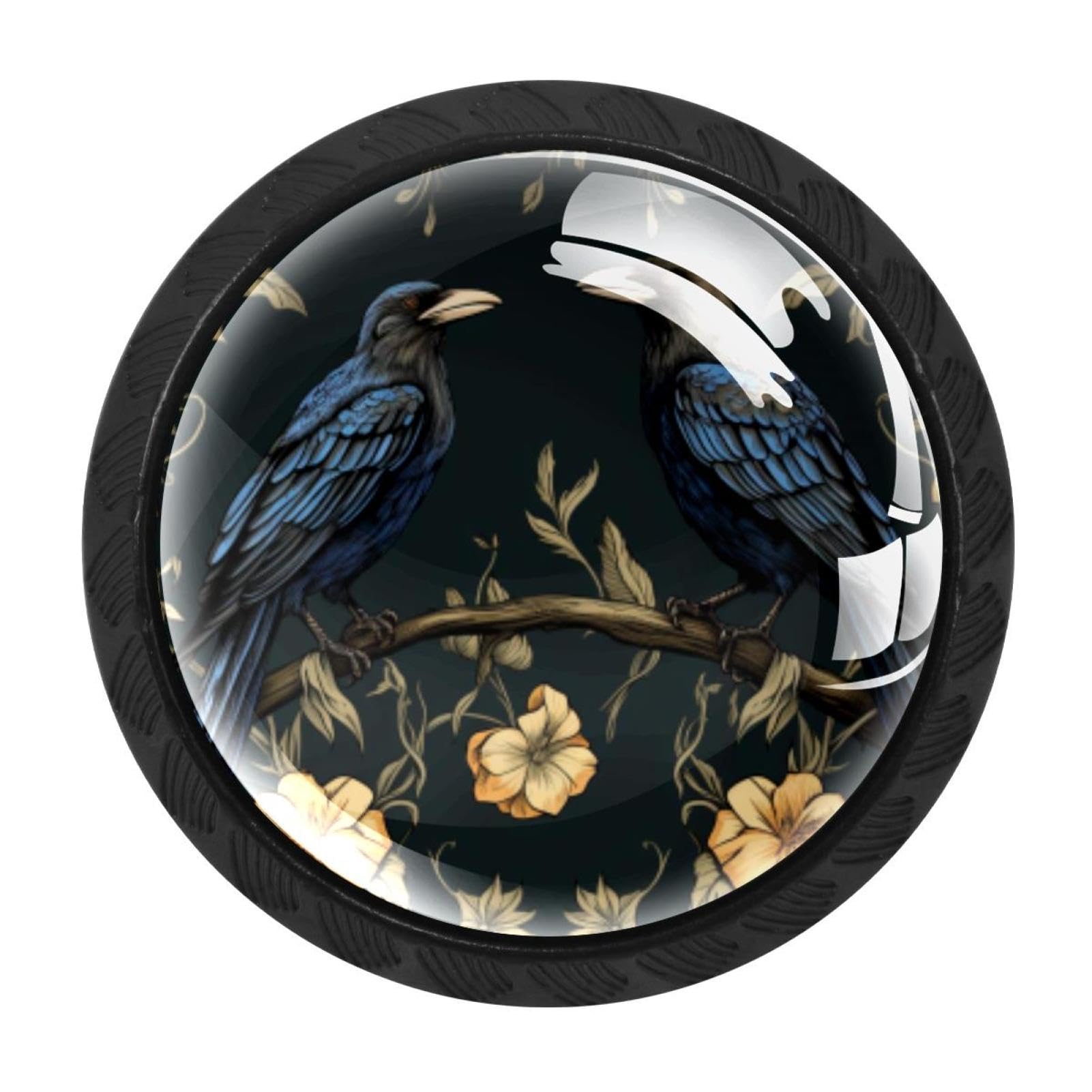 Chenzzzz Multicolored 10 4 Pieces Crow Drawer Knobs, 35Mm Black Kitchen Cabinet Knobs, Drawer Pulls And Knobs, Glass Cabinet Hardware Single Hole Knob For Cabinets And Drawers Round