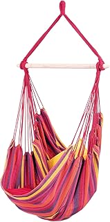AMAZONAS Relax Vulcano Hanging Chair Weatherproof UV-Resistant with Wooden Cross Bar 85 cm up to 120 kg Colourful Stripes