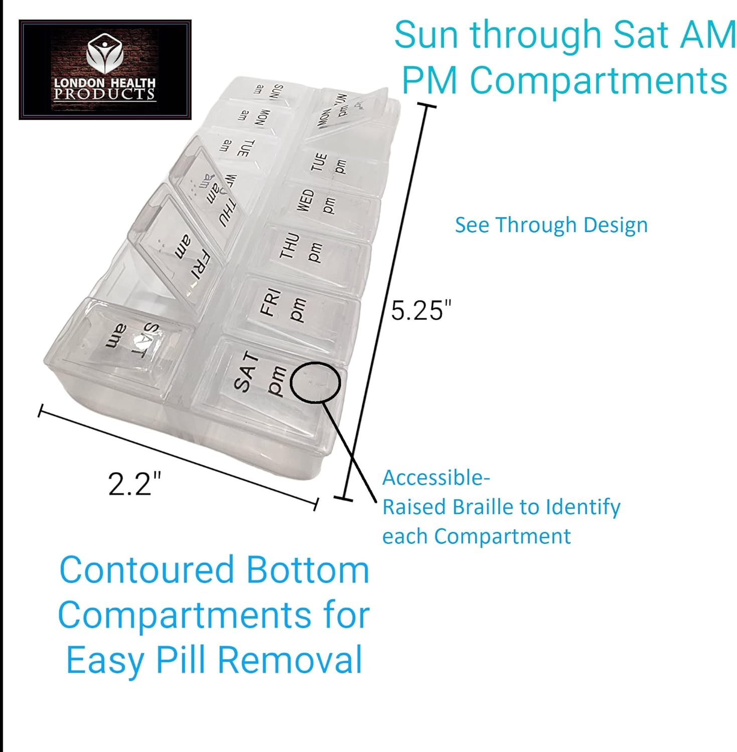Twice a Day Pill Organizer, Weekly AM/PM Pill Container (48) - Separate Morning & Night Medication or Vitamins