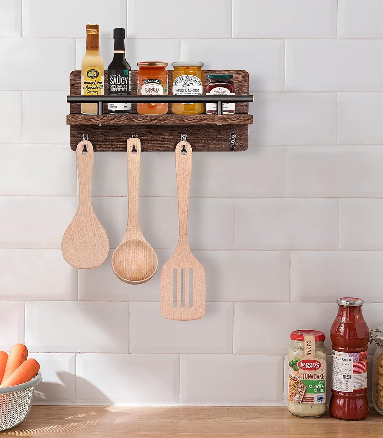 Bosidu Wooden Key Holder for Wall Decorative, Rustic Key Hanger|Mail Organizer with 4 Key Hooks, Perfect Home Decor for Entryway, Kitchen and Bathroom