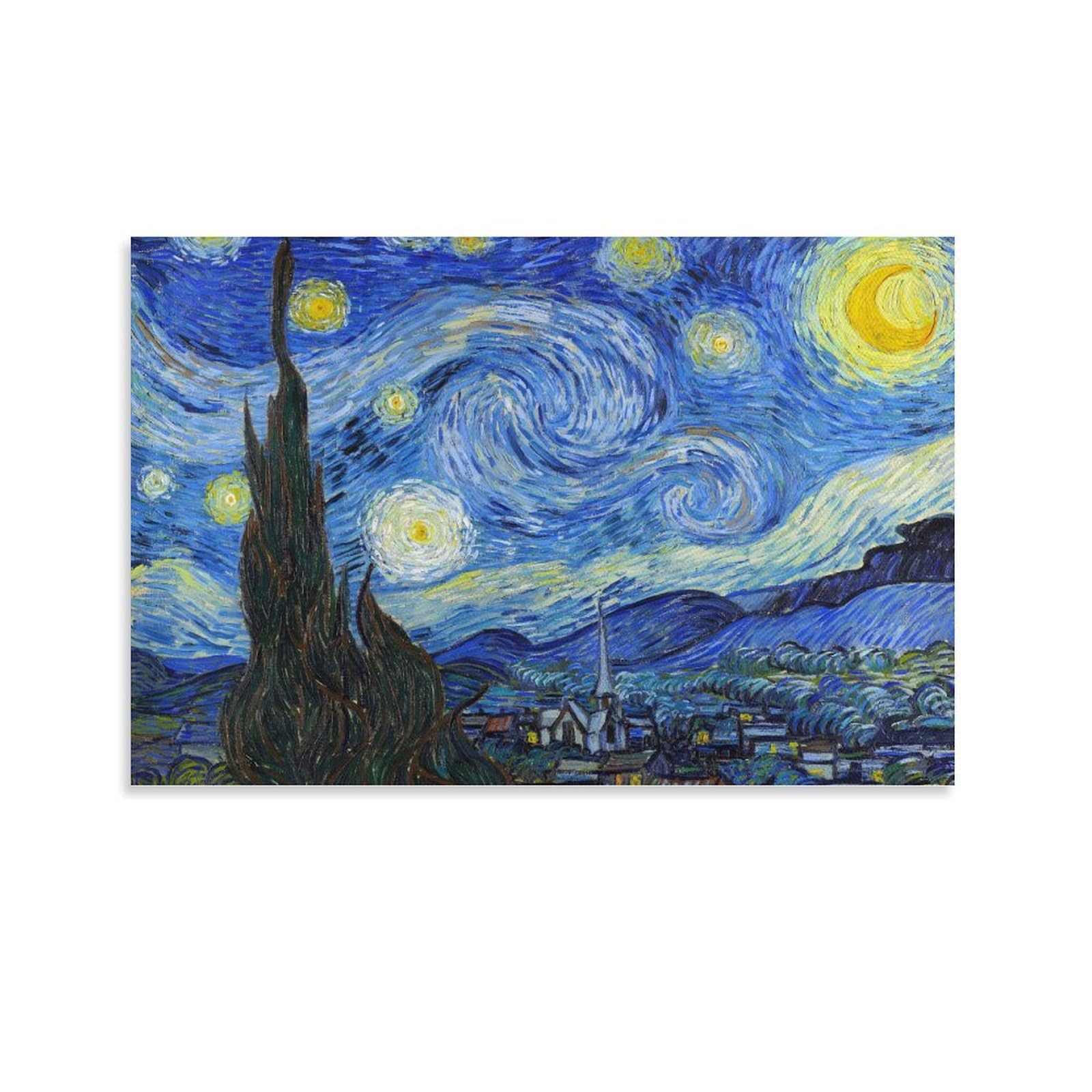 Luboyang Unframe Vincent Van Gogh Starry Night Poster; Canvas Print Poster Wall Art Decorative Painting; ; 20X30inch(50X75cm)