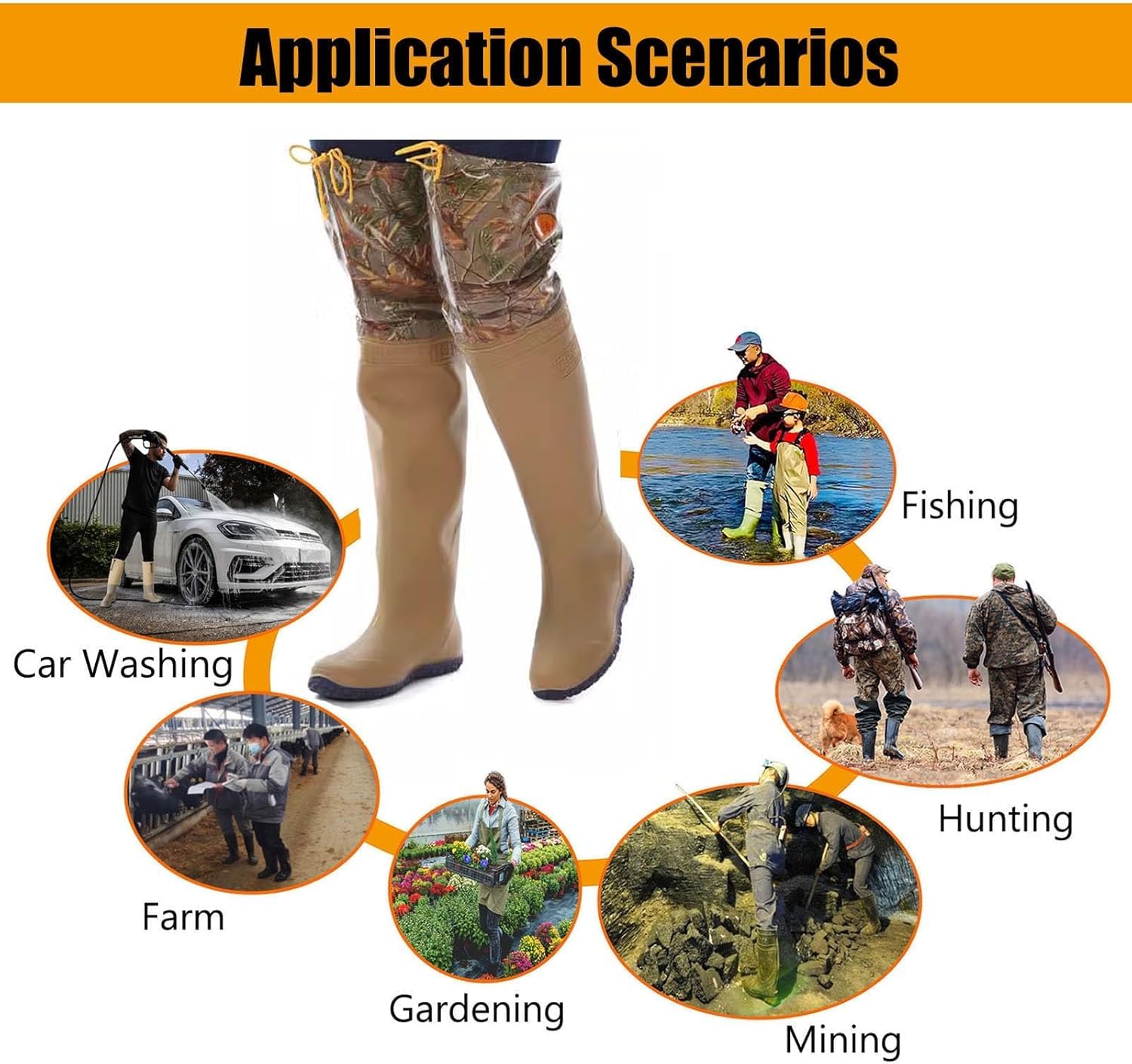 Botas de Pesca Ligeras con cordón Ajustable, Impermeables y Ligeras.(6)