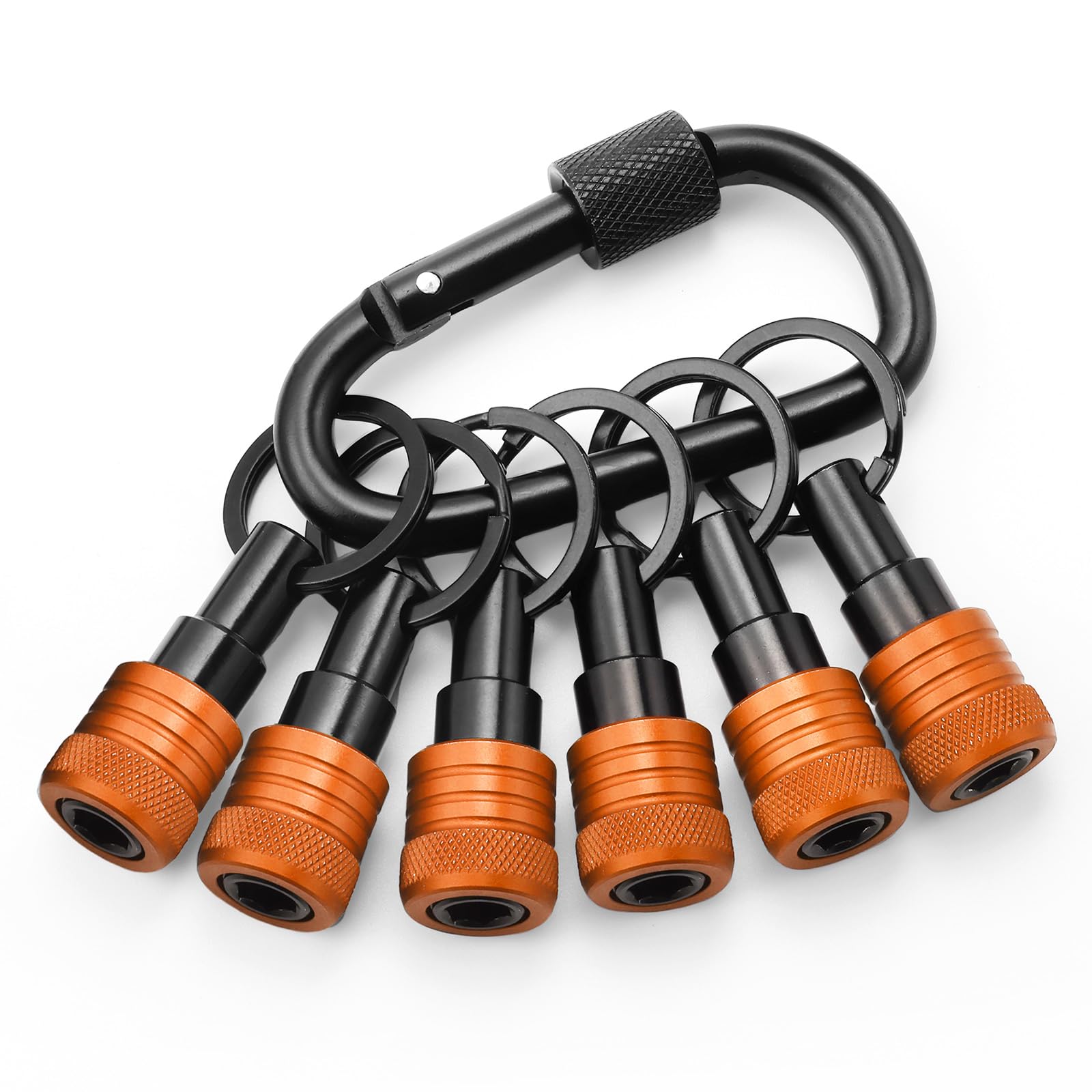 Enhanced Non-Slip Bit Holder Key Chain 6pc, 1/4 Inch Hex Shank Bit Holders, Impact Bits Holder for Screwdriver & Drill bits, Quick Release Bit Holder