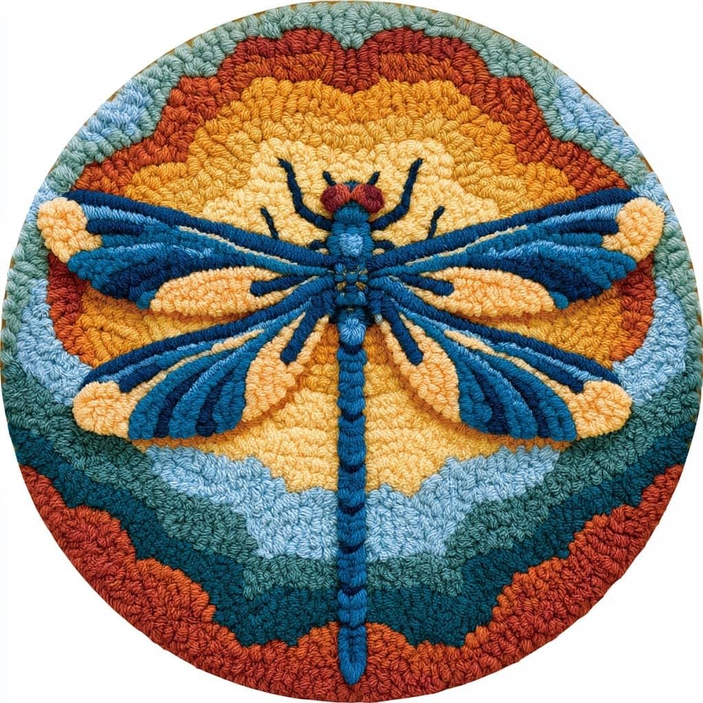 AMBATTERY Rug Making Kit for Adults,Latch Hook Rug Kit,Animal Dragonfly