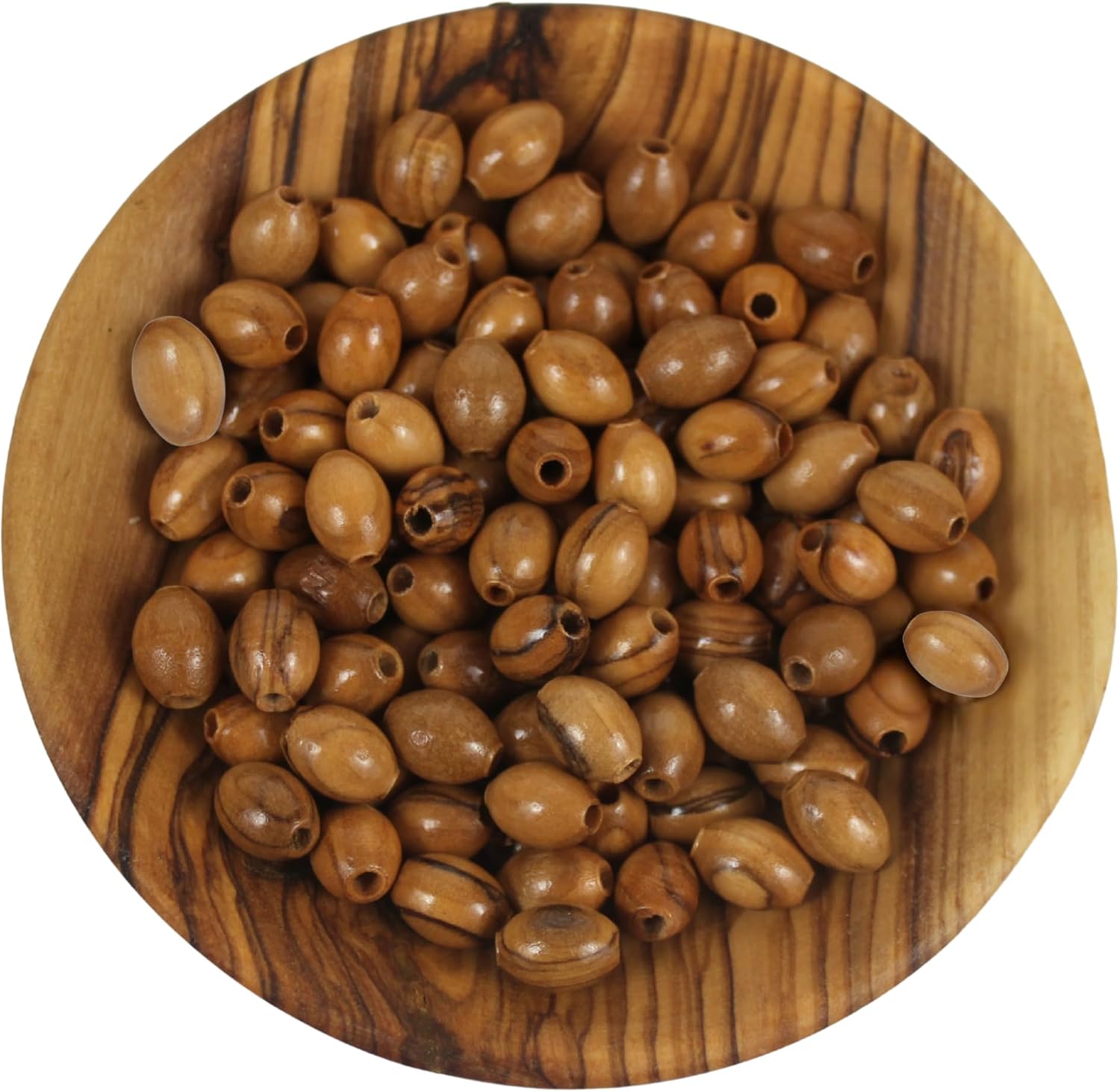 Holy Land Market 10x7.5mm Olive Wood Rosary Beads (500pcs) – Hand-Carved in Bethlehem from Solid Holy Land Olive Wood – Made by Christian Artisans to Support Their Witness & Living