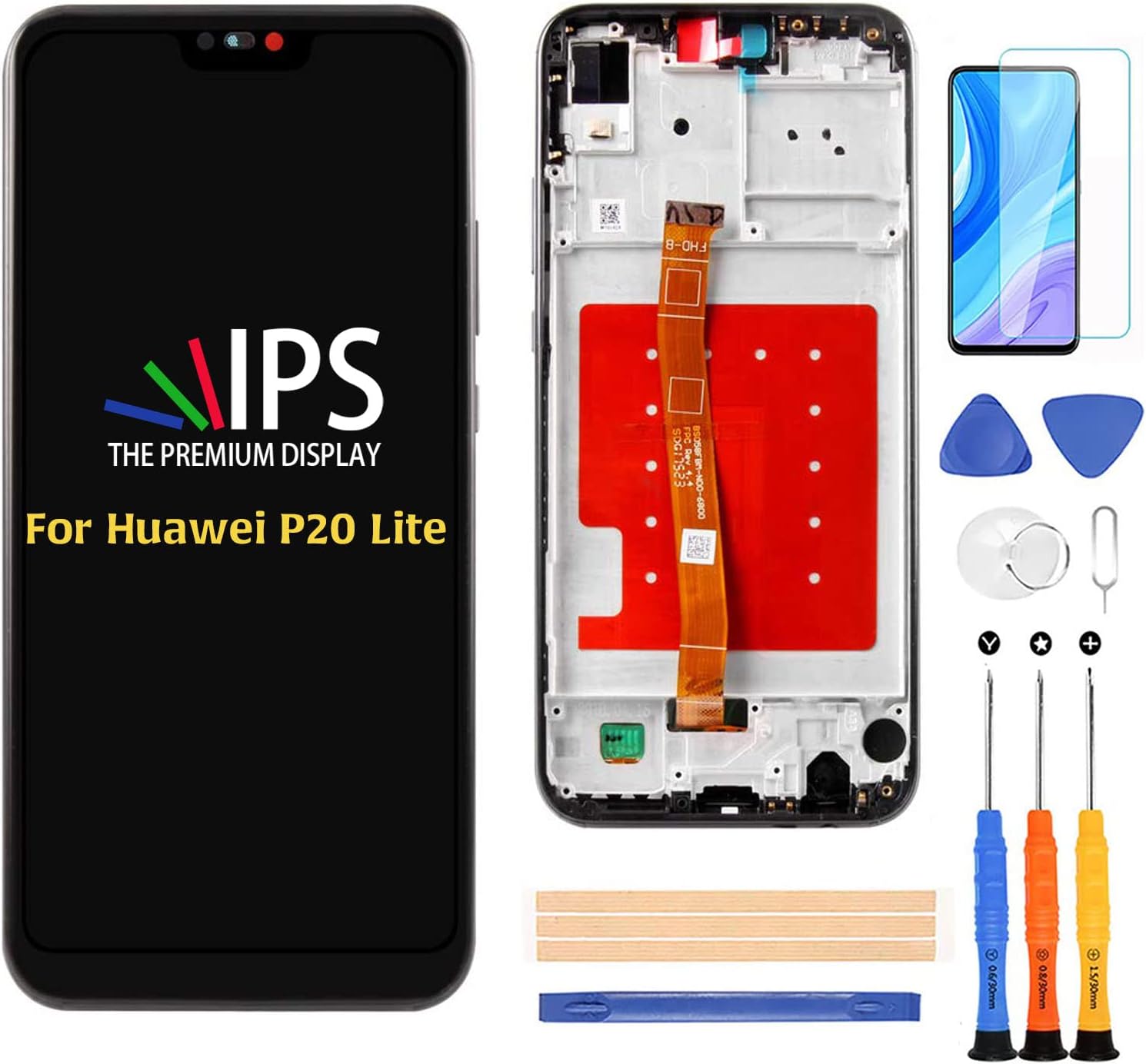 A-MIND Screen Replacement for Huawei P20 Lite ANE-LX1 ANE-LX3 /Huawei Nova 3e 5.84" Touch Screen Digitizer LCD Display With Frame Full Assembly Repair Kits,With Free Screen Protector+Tools (Black)