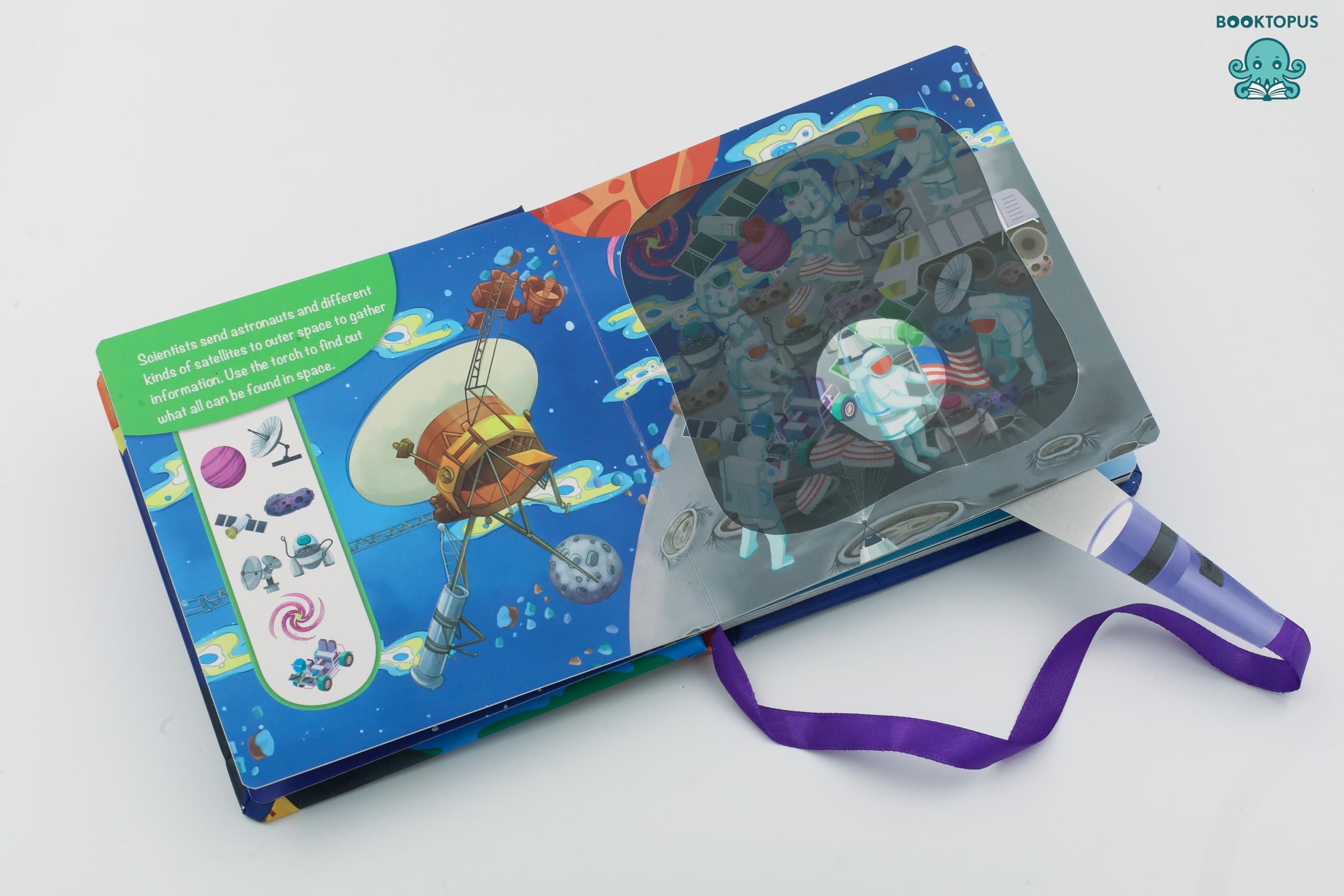 Booktopus Torch Discovery Book - Super Space Hidden Picture Book with Torch - Learning Activity Books for Kids 4+ Years - Interactive Book: Torch Book 1