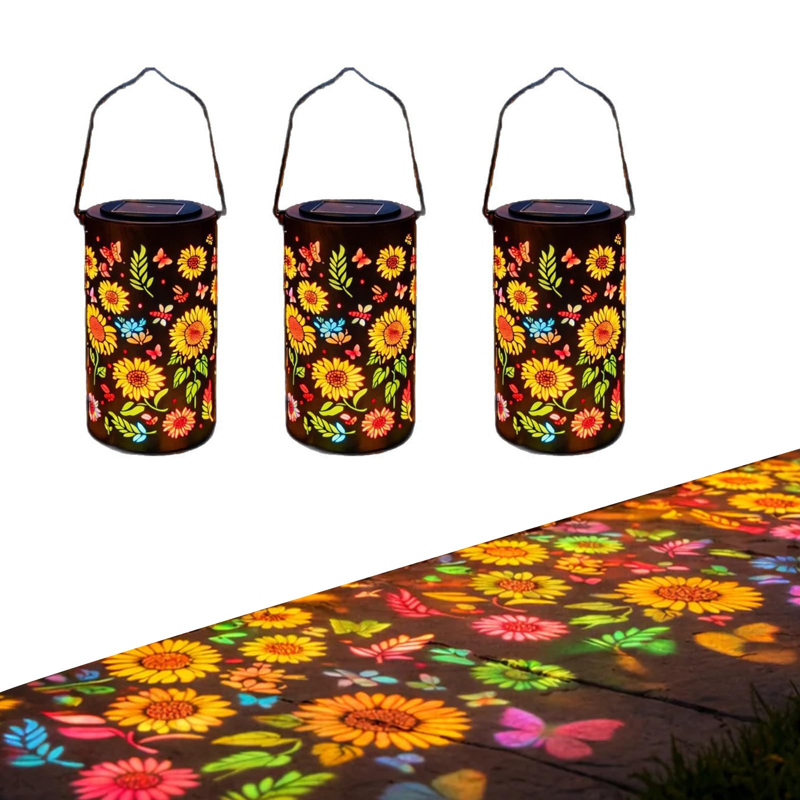 Kalttoy 3Ps Weatherresistant Metal Sunflowers Glowing Outdoor Hanging Lights For Yard Fence Led Solar Yard Light