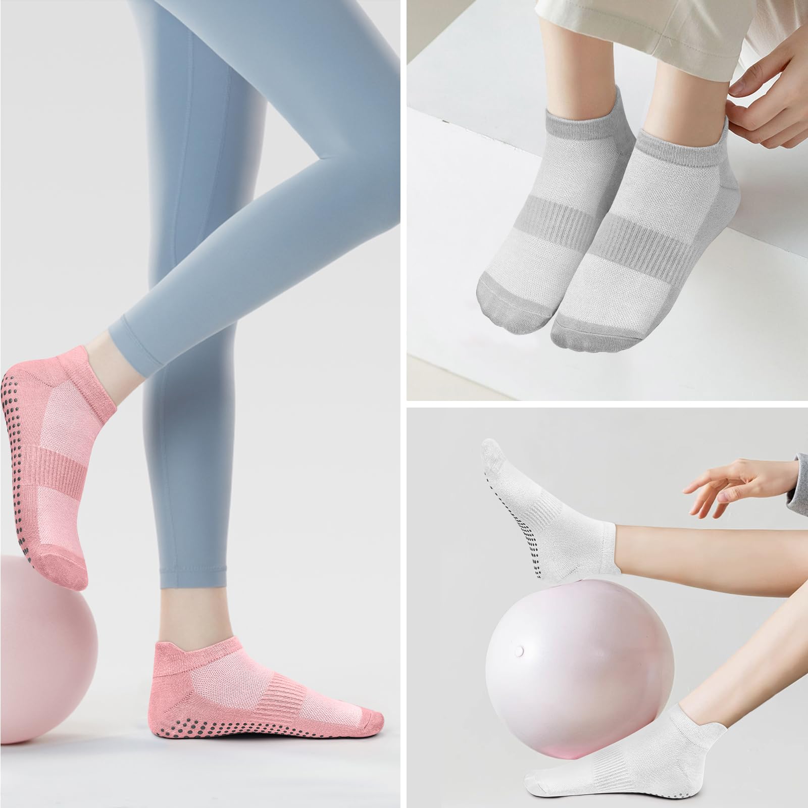 Chaussettes Pilates Femme 36-41 Anti-Dérapantes Semelle Grippée Yoga Barre Ballet Danse