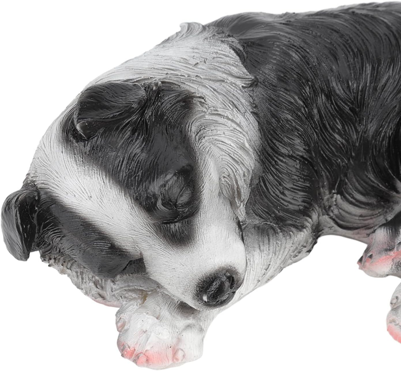 Lying Puppy Dog Statues Sculptures, Synthetic Resin Border Collie Statue Ornament for Garden, Outdoor Lawn and Yard Art Decoration, Lifelike Home Decor