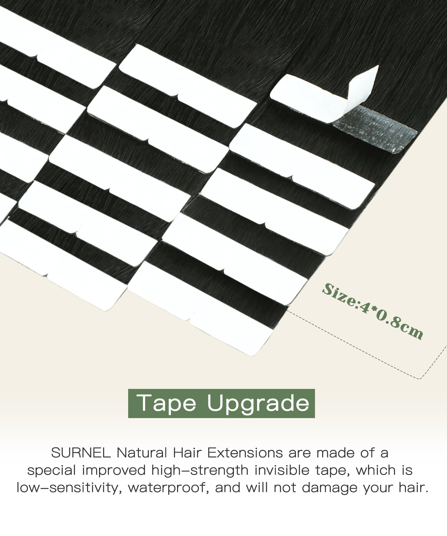 SURNEL Injected Tape in Hair Extensions 20 Inch Natural Black Natural Real Hair Extension Upgraded Seamless Remy Invisible Skin Weft Straight 20 Pcs 45g(#1B-20) - Image 3