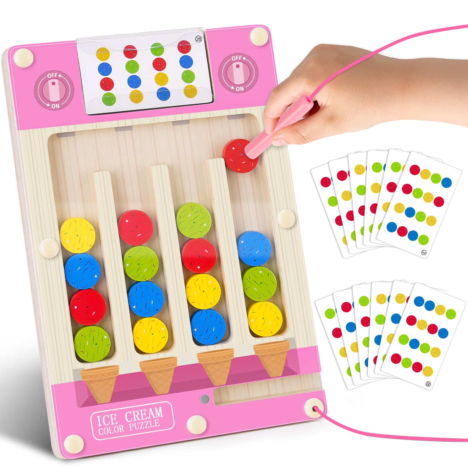 TMGOT Montessori Activity Board Holzspielzeug Magnetspiel Farben Lernen für Jungen Mädchen - Kinder Lustige Geschenke
