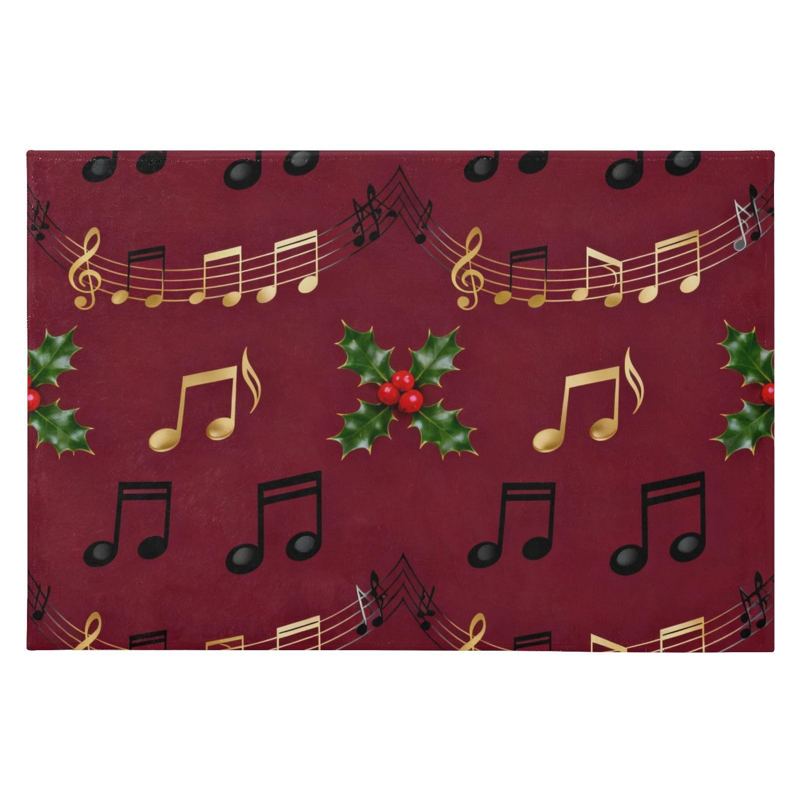 Tapis antidérapant lavable de 61 cm à motif notes de musique Noël