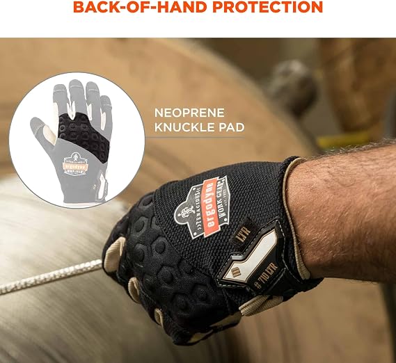 Ergodyne ProFlex 710LTR Heavy-Duty Leather Reinforced Work Gloves, Large, Black